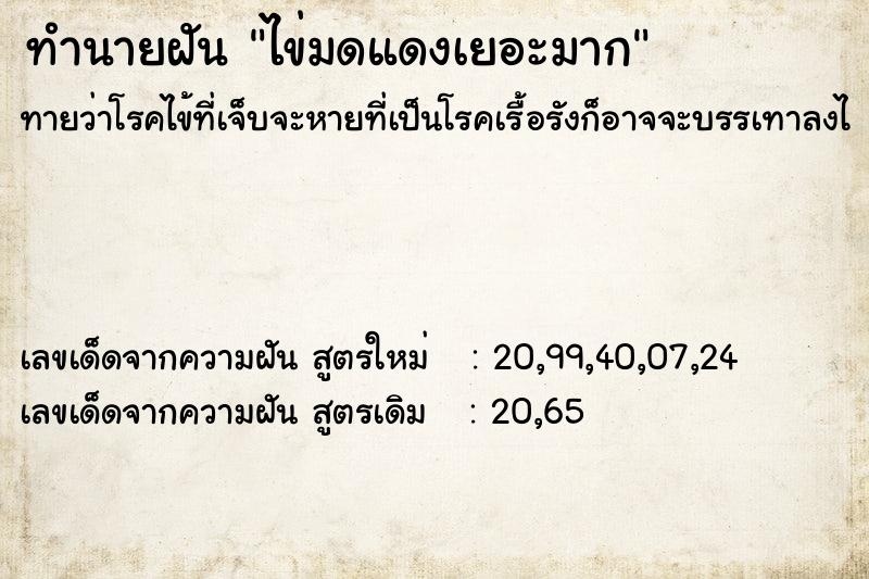 ทำนายฝัน ไข่มดแดงเยอะมาก