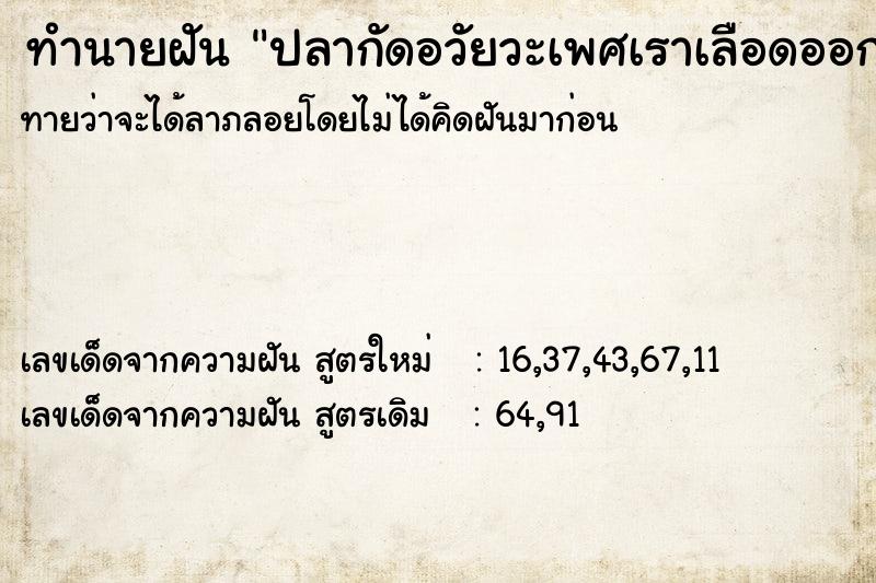 ทำนายฝัน ปลากัดอวัยวะเพศเราเลือดออก