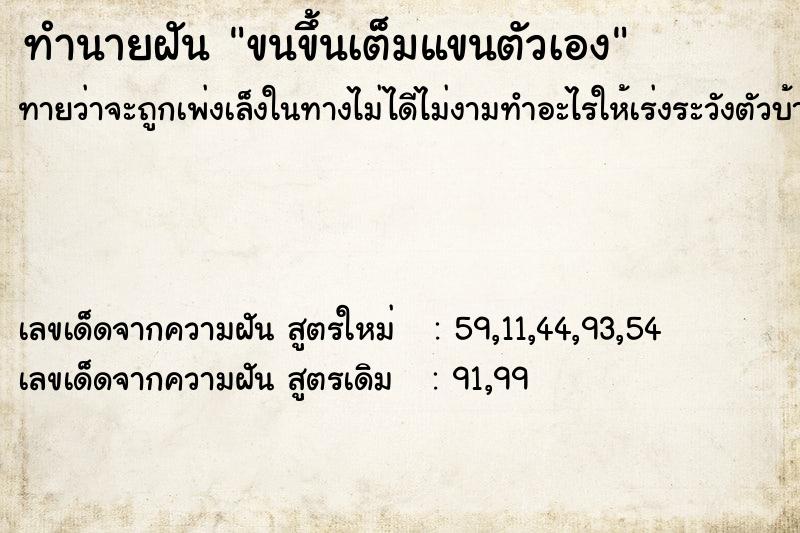 ทำนายฝัน ขนขึ้นเต็มแขนตัวเอง