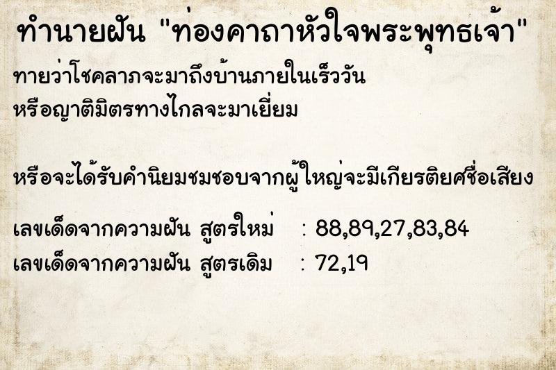 ทำนายฝัน ท่องคาถาหัวใจพระพุทธเจ้า