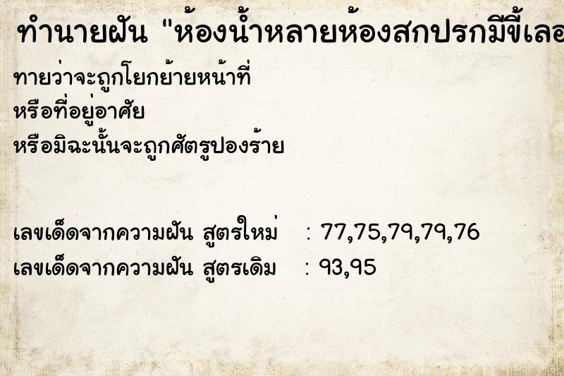 ทำนายฝัน ห้องน้ำหลายห้องสกปรกมีขี้เลอะ