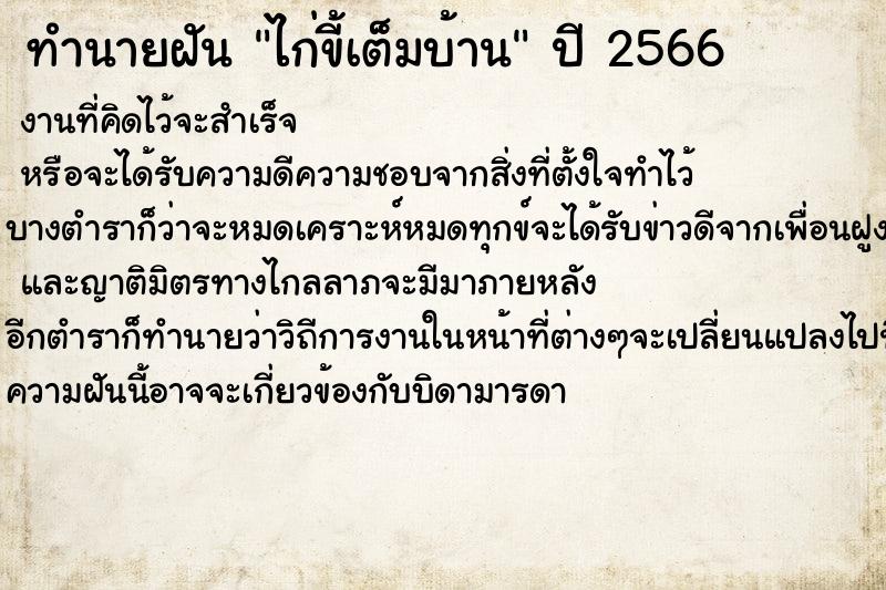 ทำนายฝัน ไก่ขี้เต็มบ้าน