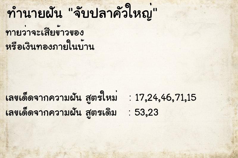 ทำนายฝัน จับปลาคัวใหญ่