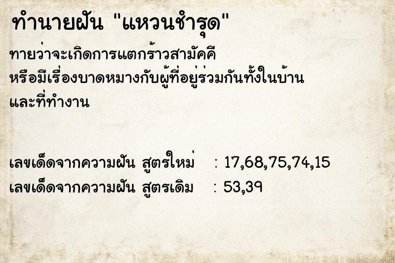 ทำนายฝัน แหวนชำรุด  เลขนำโชค 