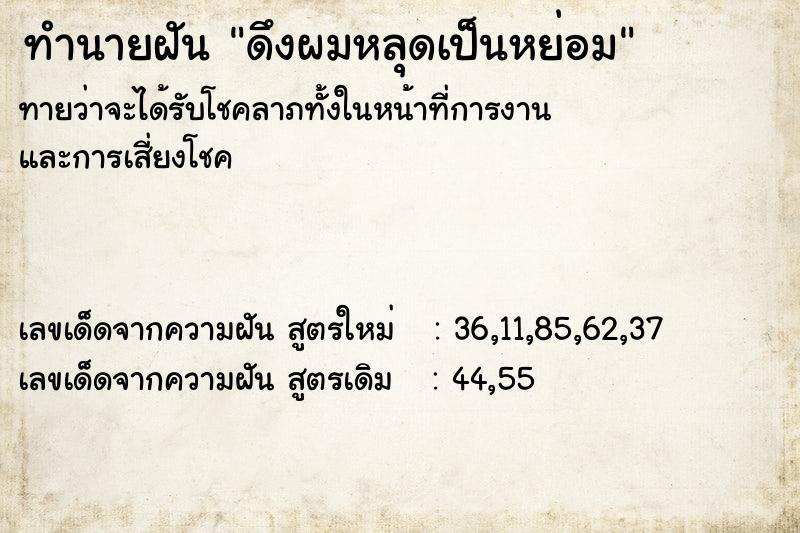 ทำนายฝัน ดึงผมหลุดเป็นหย่อม