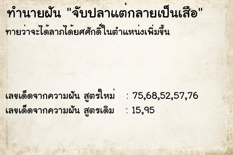 ทำนายฝัน จับปลาแต่กลายเป็นเสือ