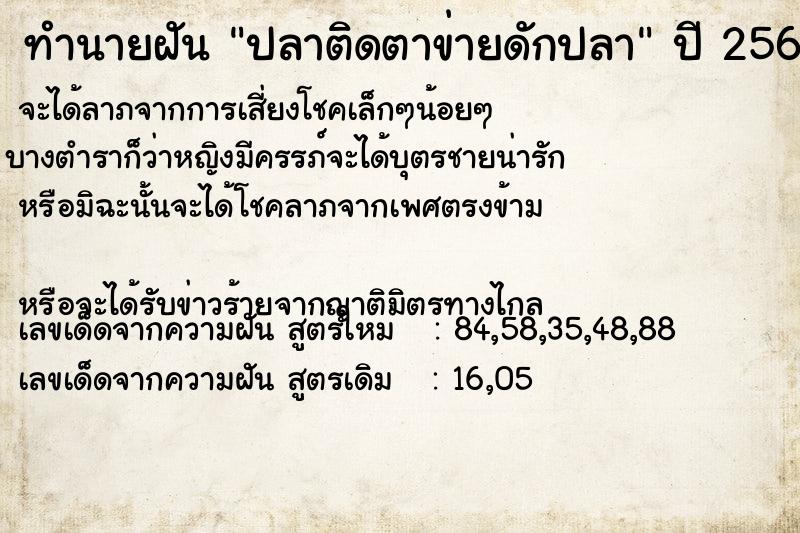 ทำนายฝัน ปลาติดตาข่ายดักปลา