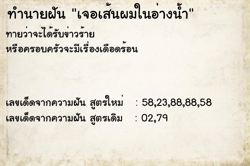 ทำนายฝัน เจอเส้นผมในอ่างน้ำ