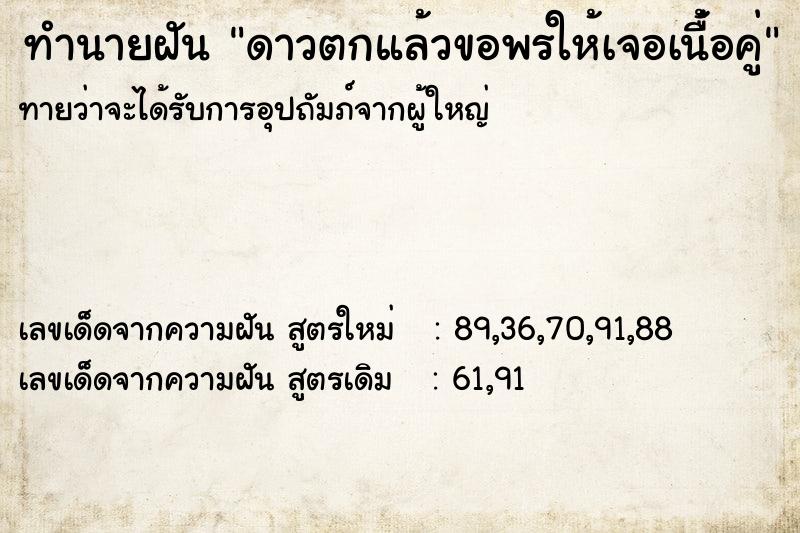 ทำนายฝัน ดาวตกแล้วขอพรให้เจอเนื่้อคู่