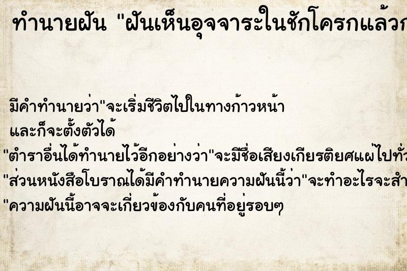 ทำนายฝัน ฝันเห็นอุจจาระในชักโครกแล้วกดน้ำลงทำความสะอาด