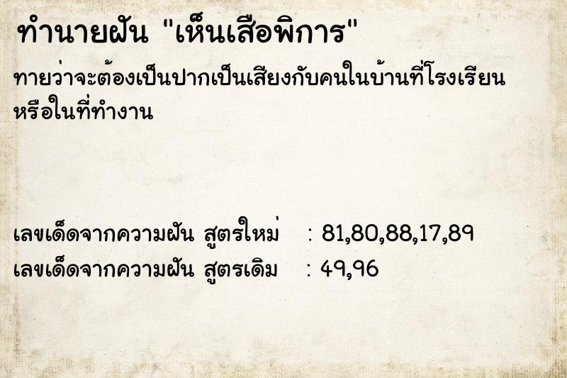 ทำนายฝัน เห็นเสือพิการ