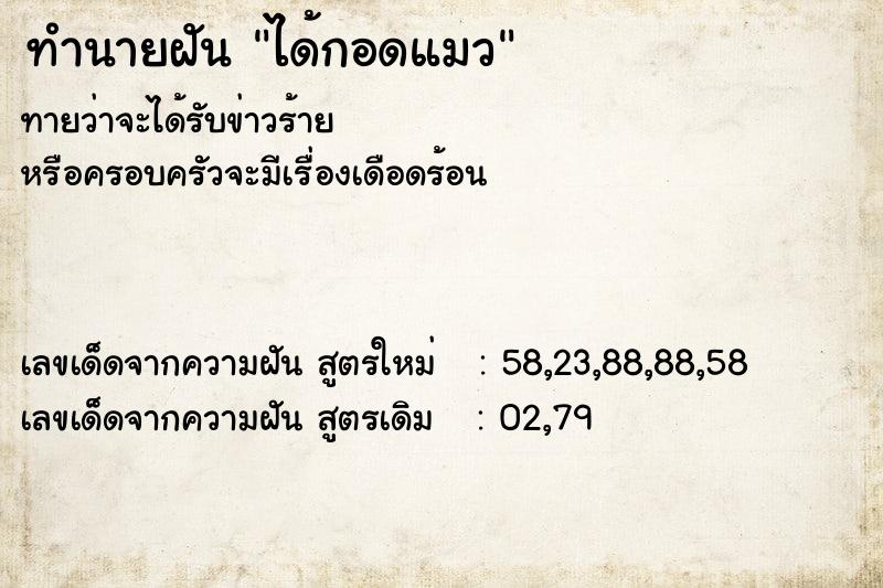 ทำนายฝัน ได้กอดแมว