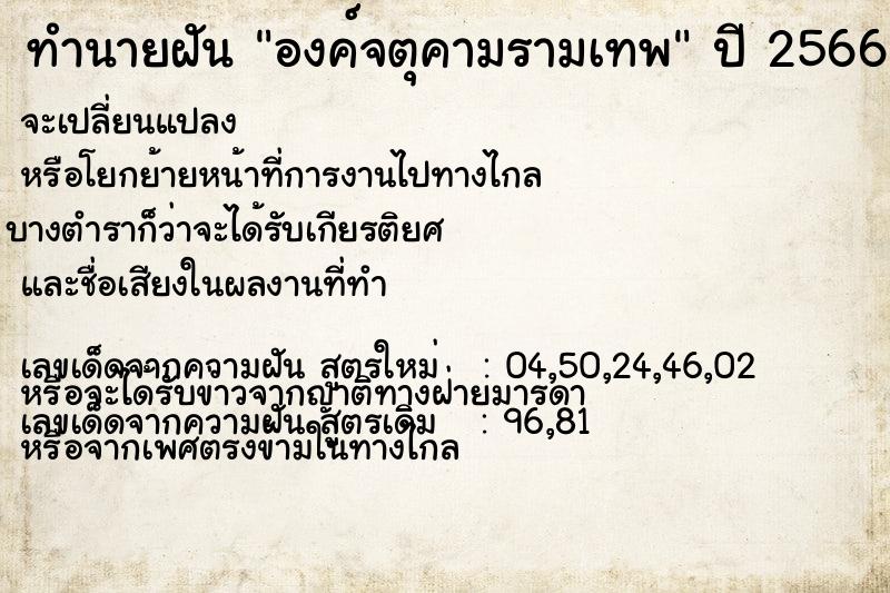 ทำนายฝัน องค์จตุคามรามเทพ  เลขนำโชค 