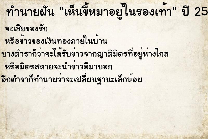 ทำนายฝัน เห็นขี้หมาอยู่ในรองเท้า