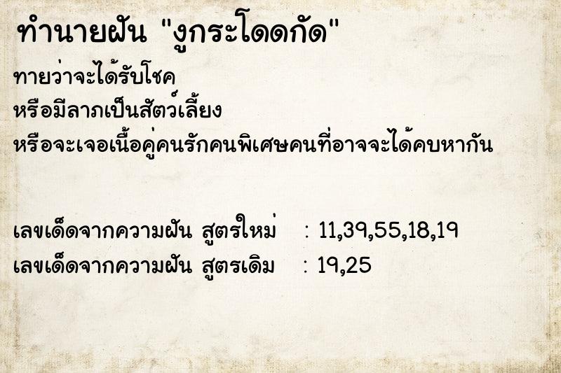 ทำนายฝัน งูกระโดดกัด  เลขนำโชค 