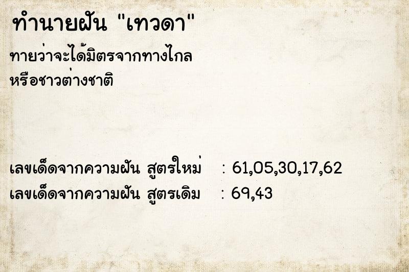 ทำนายฝัน เทวดา  เลขนำโชค 