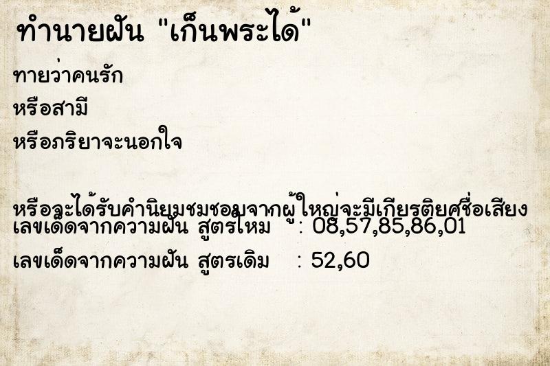 ทำนายฝัน เก็นพระได้