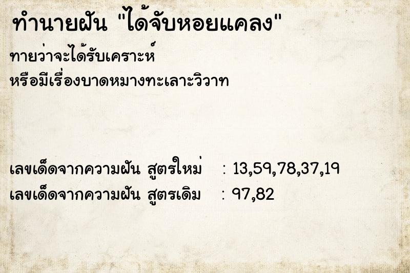 ทำนายฝัน ได้จับหอยแคลง