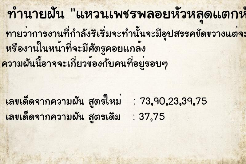 ทำนายฝัน แหวนเพชรพลอยหัวหลุดแตกหัก