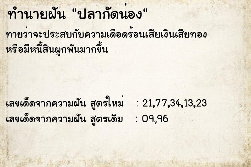 ทำนายฝัน ปลากัดน่อง