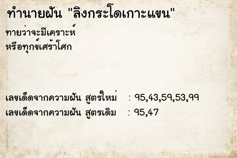 ทำนายฝัน ลิงกระโดเกาะแขน