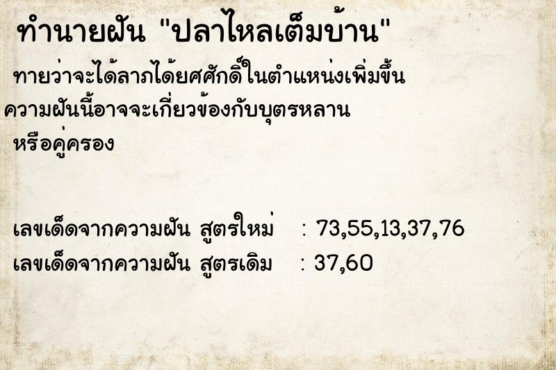 ทำนายฝัน ปลาไหลเต็มบ้าน