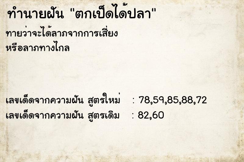 ทำนายฝัน ตกเป็ดได้ปลา