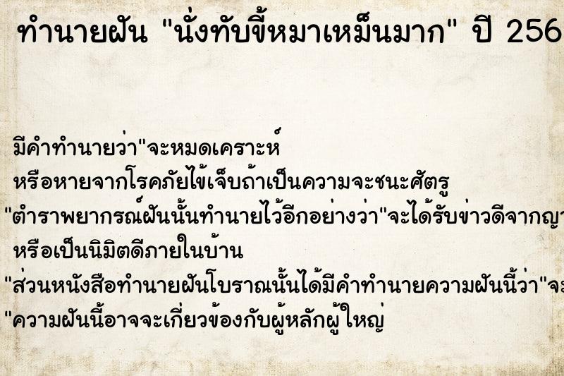 ทำนายฝัน นั่งทับขี้หมาเหม็นมาก