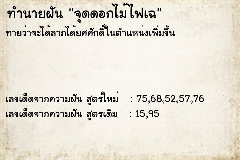 ทำนายฝัน จุดดอกไม้ไฟเฉ