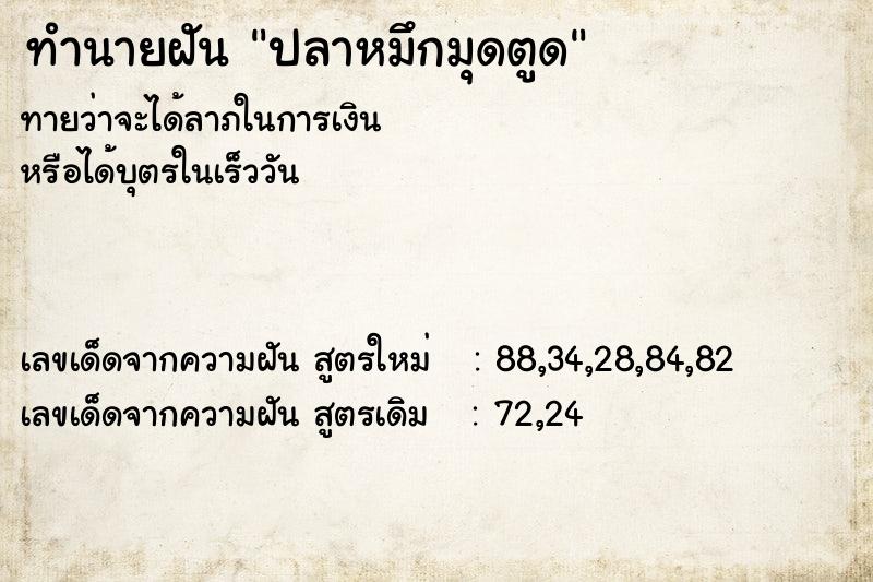 ทำนายฝัน ปลาหมึกมุดตูด