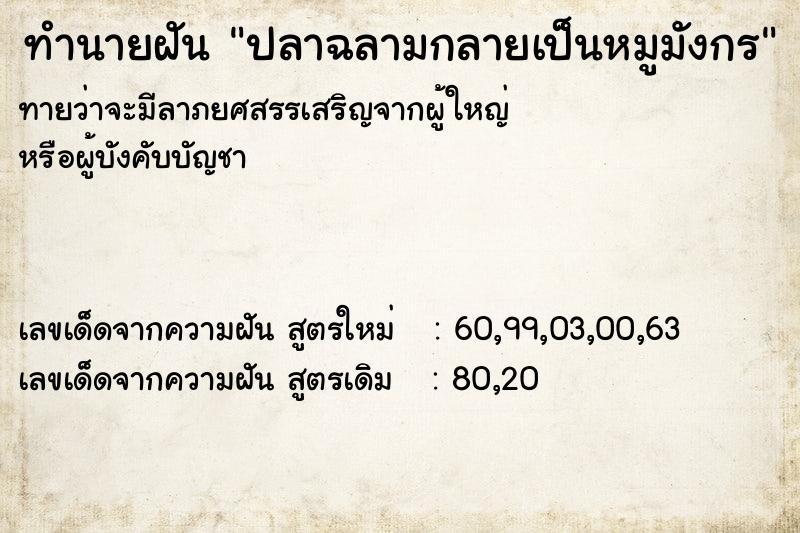 ทำนายฝัน ปลาฉลามกลายเป็นหมูมังกร