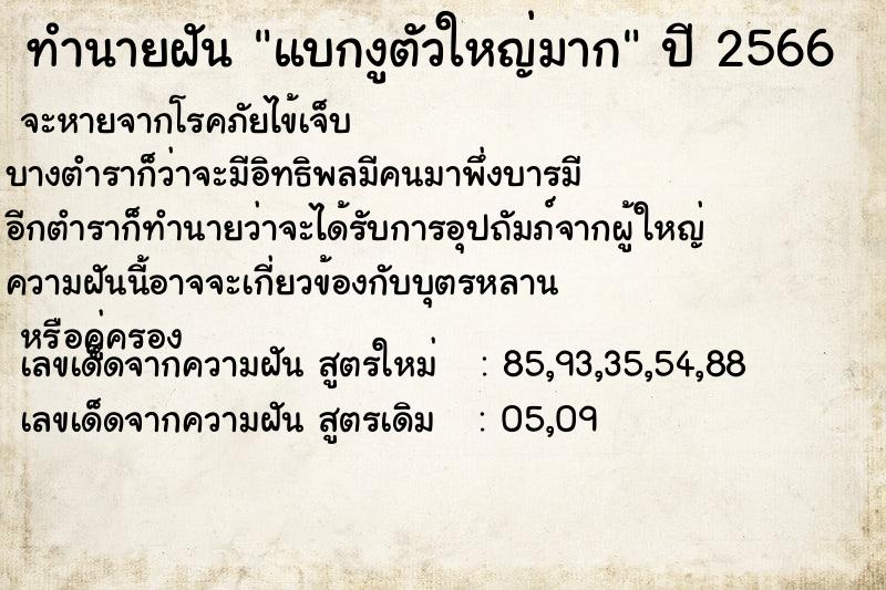 ทำนายฝัน แบกงูตัวใหญ่มาก