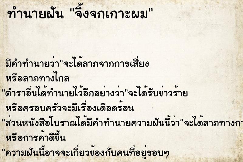 ทำนายฝัน จิ้งจกเกาะผม