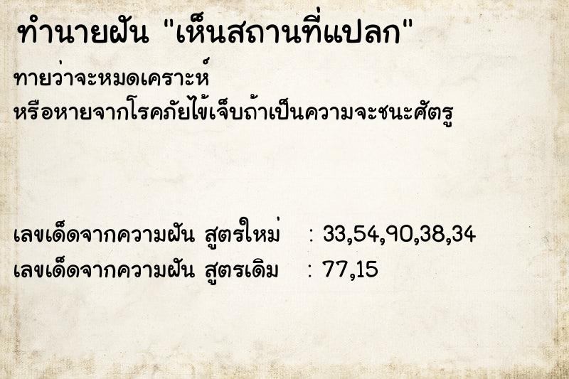 ทำนายฝัน เห็นสถานที่แปลก