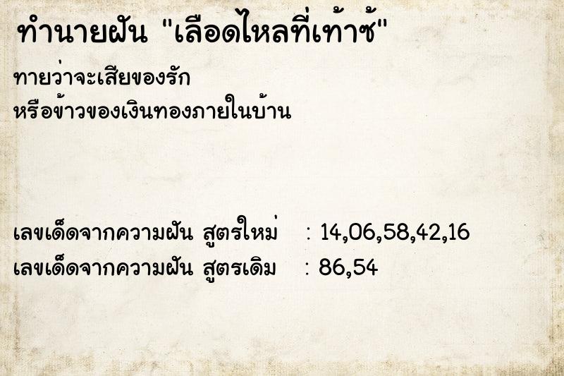 ทำนายฝัน เลือดไหลที่เท้าซ้