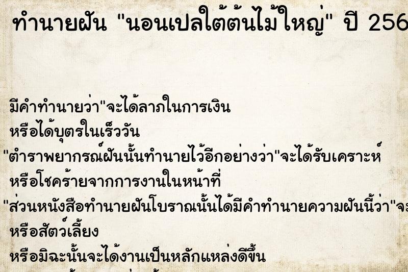 ทำนายฝัน นอนเปลใต้ต้นไม้ใหญ่