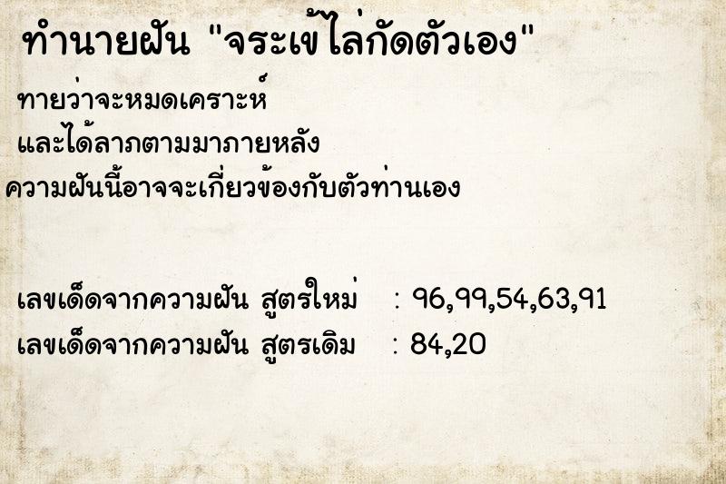 ทำนายฝัน จระเข้ไล่กัดตัวเอง