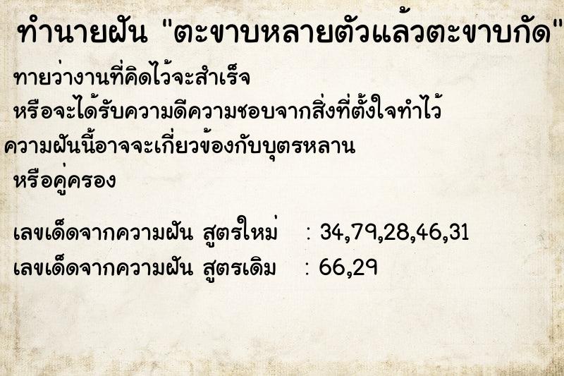 ทำนายฝัน ตะขาบหลายตัวแล้วตะขาบกัด