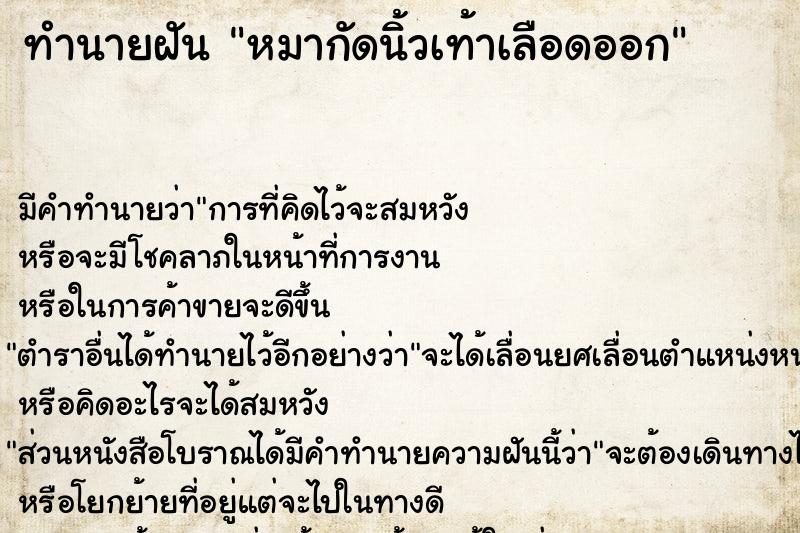 ทำนายฝัน หมากัดนิ้วเท้าเลือดออก