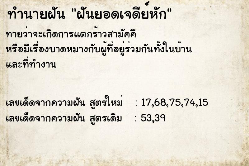 ทำนายฝัน ฝันยอดเจดีย์หัก