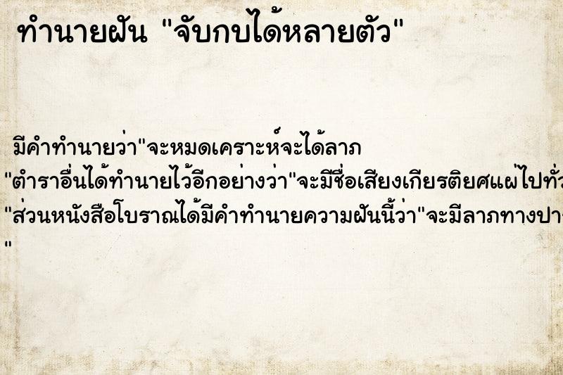 ทำนายฝัน #ทำนายฝัน #ทำนายฝันจับกบได้หลายตัว  เลขนำโชค 