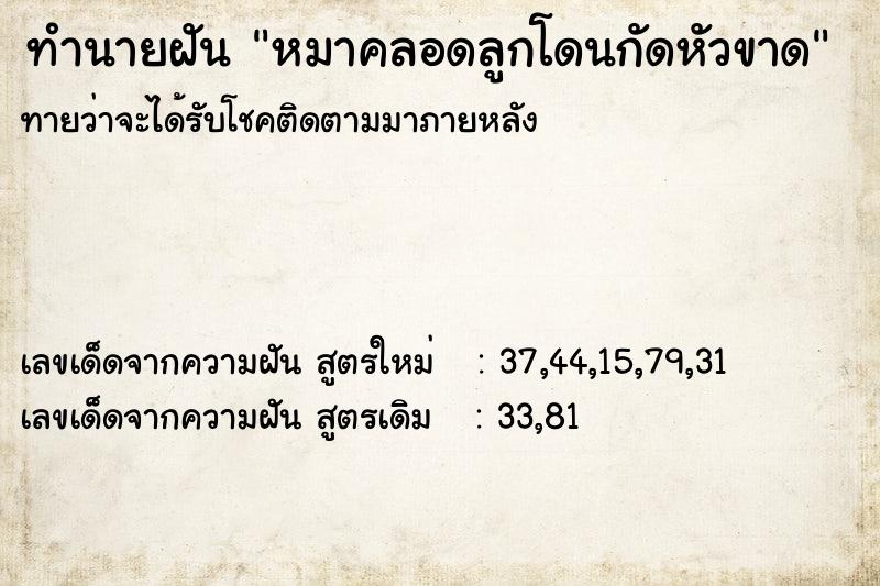 ทำนายฝัน หมาคลอดลูกโดนกัดหัวขาด