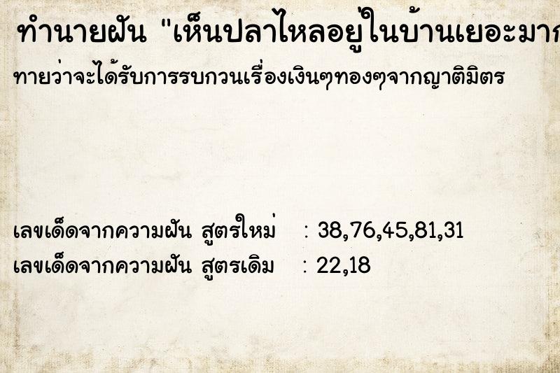 ทำนายฝัน เห็นปลาไหลอยู่ในบ้านเยอะมาก  เลขนำโชค 