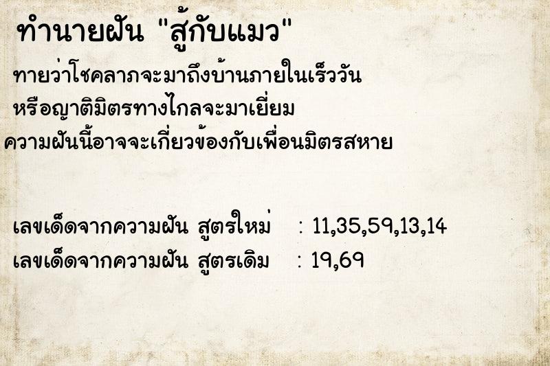 ทำนายฝัน สู้กับแมว