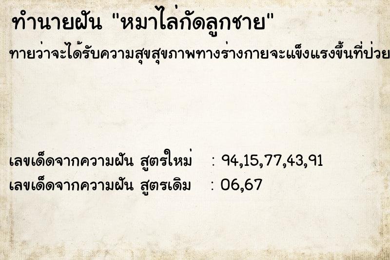 ทำนายฝัน หมาไล่กัดลูกชาย