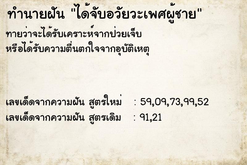 ทำนายฝัน ได้จับอวัยวะเพศผู้ชาย