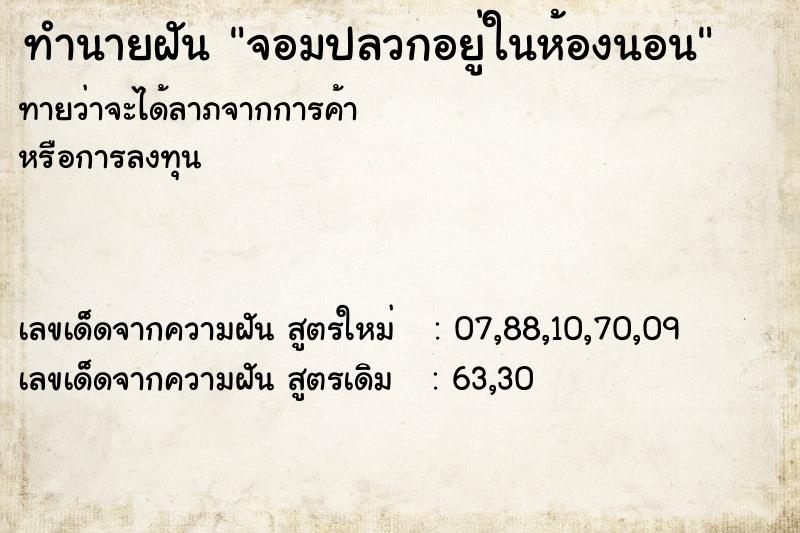 ทำนายฝัน จอมปลวกอยู่ในห้องนอน  เลขนำโชค 