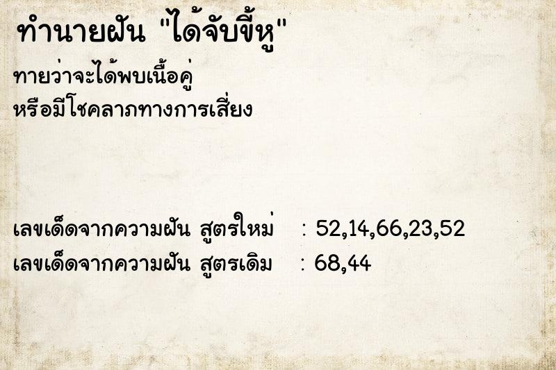 ทำนายฝัน ได้จับขี้หู