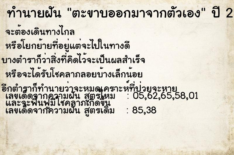 ทำนายฝัน ตะขาบออกมาจากตัวเอง  เลขนำโชค 