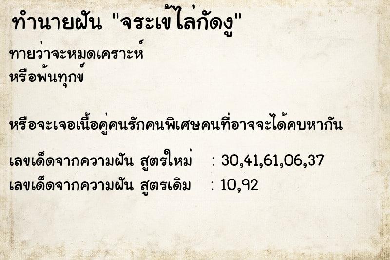 ทำนายฝัน จระเข้ไล่กัดงู